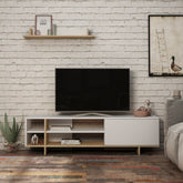Stockton Modern Tv Unit With Storage And Wall Shelf 160cm - Decortie